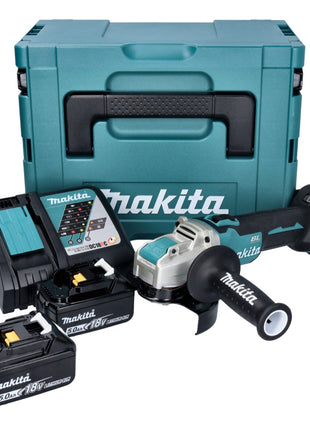 Makita DGA 521 RTX1J Akumulatorowa szlifierka kątowa 18 V 125 mm X-LOCK Bezszczotkowa + 2x akumulator 5,0 Ah + ładowarka + Makpac