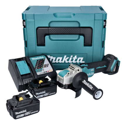 Makita DGA 521 RTX1J akumulatorowa szlifierka kątowa 18 V 125 mm X-LOCK Brushless + 2x akumulator 5,0 Ah + ładowarka + Makpac