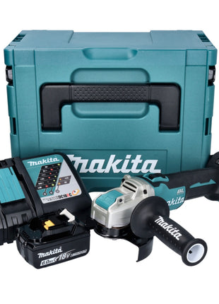 Makita DGA 521 RG1X1J Akumulatorowa szlifierka kątowa 18 V 125 mm X-LOCK Bezszczotkowa + 1x akumulator 6,0 Ah + ładowarka + Makpac