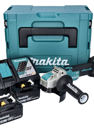 Makita DGA 521 RGX1J Akumulatorowa szlifierka kątowa 18 V 125 mm X-LOCK Bezszczotkowa + 2x akumulator 6,0 Ah + ładowarka + Makpac