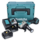 Makita DGA 521 RGX1J Akumulatorowa szlifierka kątowa 18 V 125 mm X-LOCK Bezszczotkowa + 2x akumulator 6,0 Ah + ładowarka + Makpac