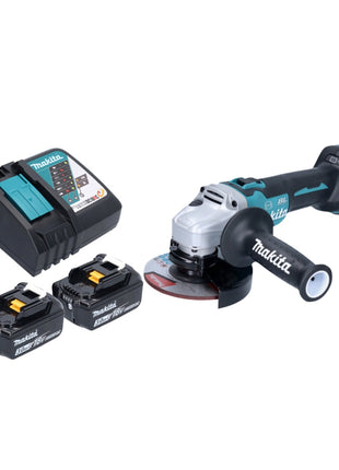 Amoladora angular a batería Makita DGA 513 RF 18 V 125 mm sin escobillas + 2x baterías 3,0 Ah + cargador