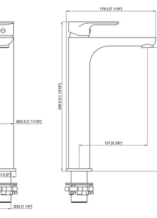 Rosenhahn & Söhne Poel L Design Badarmatur Wasserhahn Badezimmer - Armatur Bad [Chrom] - Heiß + Kalt Waschtischarmatur + Anschlussschläuche - Toolbrothers