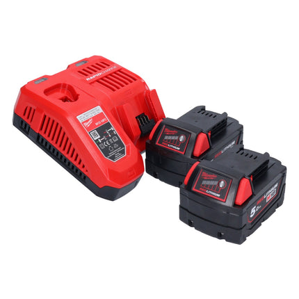 Milwaukee M18 FIW2F38-502X Akumulatorowy klucz udarowy 18 V 339 Nm 3/8 " bezszczotkowy + 2x akumulator 5,0 Ah + ładowarka + skrzynka HD