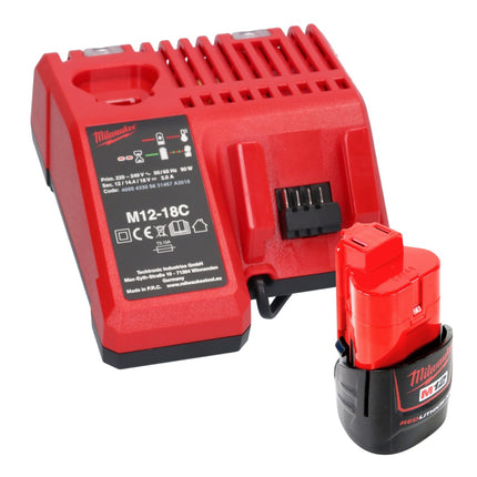 Milwaukee M12 FIW38-201C akumulatorowy klucz udarowy 12 V 339 Nm 3/8" bezszczotkowy + 1x akumulator 2,0 Ah + ładowarka