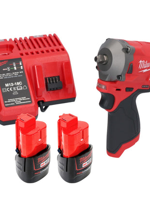 Milwaukee M12 FIW38-202C akumulatorowy klucz udarowy 12 V 339 Nm 3/8" bezszczotkowy + 2x akumulator 2,0 Ah + ładowarka