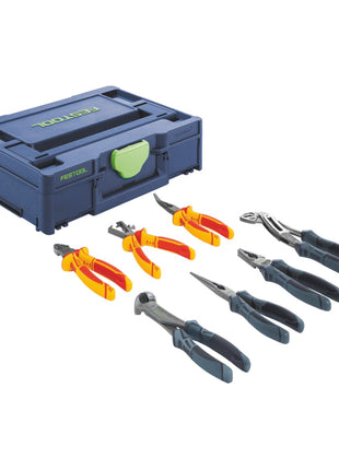 Festool Zangen Systainer SYS3 M 112 ZA Zangen Set 8 tlg. ( 577456 ) Rohrzange, Kombizange, Wasserpumpenzange, Seitenschneider, Flachrundzange, Abisolierzange, Kneifzange + Systainer - Toolbrothers