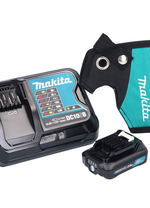 Makita HP 333 DSAW Akku Schlagbohrschrauber 12 V 30 Nm Weiß + 1x Akku 2,0 Ah + Ladegerät + Holster + Koffer