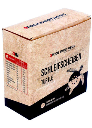 Toolbrothers TURTLE Schleifset 150 mm Klett 6 Loch je 10x P40 / P60 / P80 / P120 / P180 / 240 für Hartholz, Weichholz, Lack, Stein, Stahl, Aluminium, Furnier - Toolbrothers