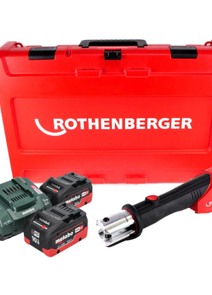 Máquina prensadora de batería Rothenberger ROMAX 4000 18 V electrohidráulica + 2x baterías 10,0 Ah CAS + cargador + maletín