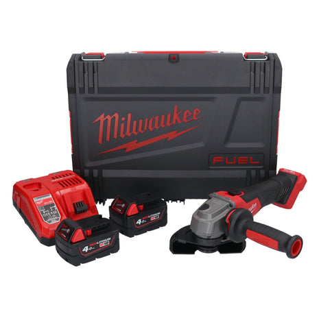 Meuleuse d'angle sur batterie Milwaukee M18 FSAG125X-402X 18 V 125 mm brushless + 2x batteries 4,0 Ah + chargeur + boîtier HD