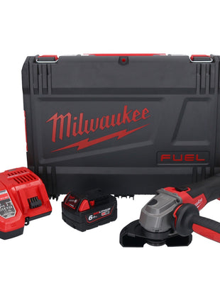 Amoladora angular a batería Milwaukee M18 FSAG125X-601X 18 V 125 mm sin escobillas + 1x batería 6,0 Ah + cargador + caja HD