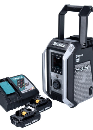 Makita DMR 115 RAB radio de obra con batería 12 V - 18 V Bluetooth DAB+ IP65 negro + 2x baterías 2,0 Ah + cargador