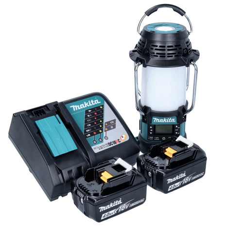 Makita DMR 056 RM Akku Radio 18 V FM DAB+ mit Laterne 360° Taschenlampe IP65 + 2x Akku 4,0 Ah + Ladegerät - Toolbrothers