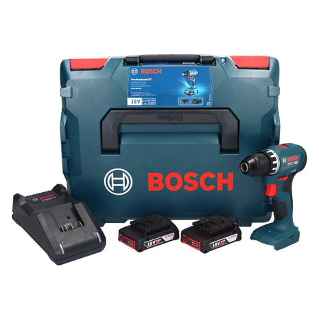 Taladro atornillador a batería Bosch GSR 18V-45 18 V 45 Nm sin escobillas + 2x baterías 2,0 Ah + cargador + L-Boxx