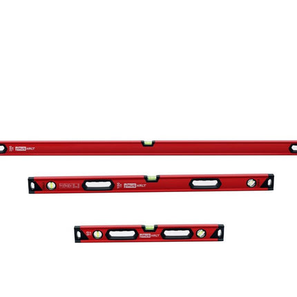 HAUSHALT Wasserwaage 1000 mm, mit 3 Libellen und ergonomischen gummierten Griff, 0,64 kg, rot, JYC-2015A_1000  ( 000040071171 ) - Toolbrothers