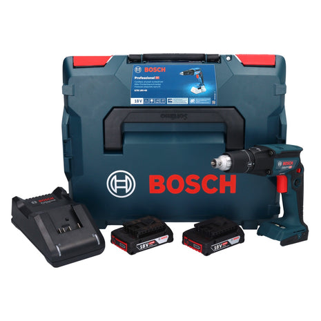 Atornillador para paneles de yeso a batería Bosch GTB 18V-45 18 V 32 Nm sin escobillas + 2 baterías 2,0 Ah + cargador + L-Boxx