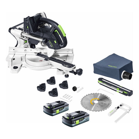 Festool KSC 60 EB-Basic KAPEX Akku Kapp Zugsäge 18 V / 36 V 216 mm Brushless + 2x Akku 4,0 Ah - ohne Ladegerät - Toolbrothers