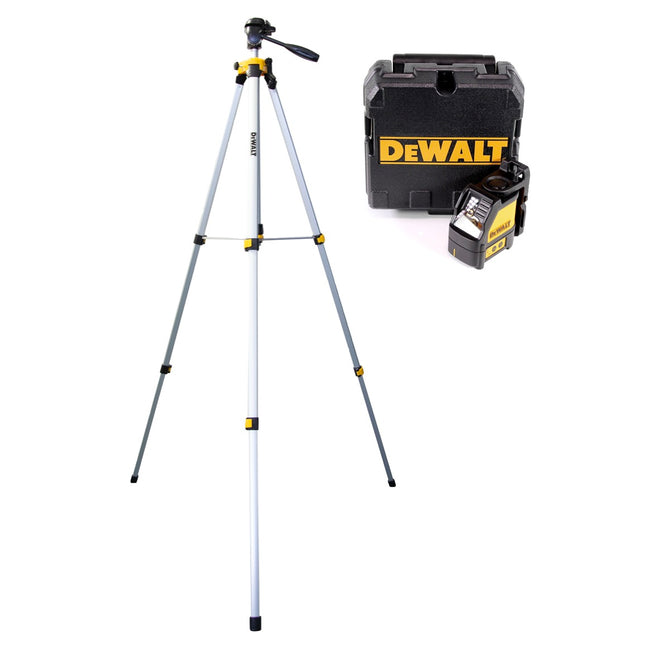 Laser krzyżowy DeWalt DW 088 KTRI-XJ z trybem impulsowym czerwony + statyw aluminiowy DE 0881 1,7 m 1/4"