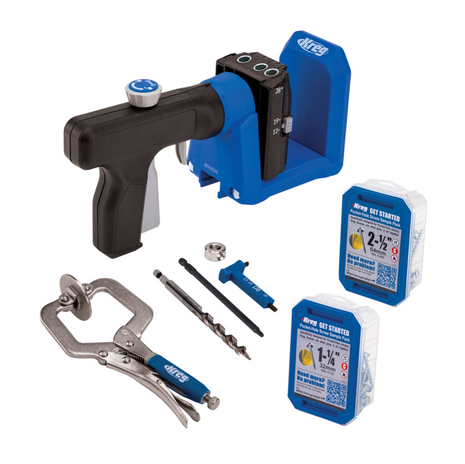 KREG Pocket Hole Jig 520 PRO Taschenloch Bohrschablone ( KPHJ520PRO ) + Stufenbohrer + Bit + Schrauben + Zwinge - Toolbrothers