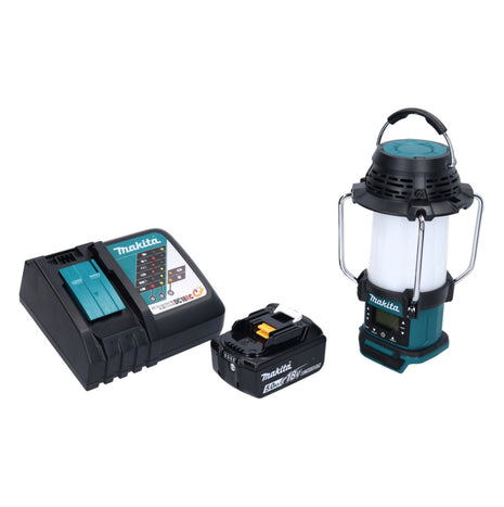 Makita DMR 055 RT1 akumulatorowy radiotelefon 18 V FM z latarką 360° + 1x akumulator 5,0 Ah + ładowarka