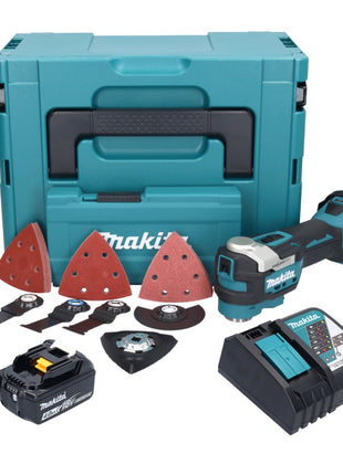 Makita DTM 52 RM1JX4 Akku Multifunktionswerkzeug 18 V Starlock Max Brushless + 1x Akku 4,0 Ah + Ladegerät + Zubehör Set + Makpac