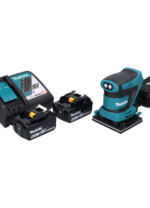 Makita DBO 480 RG Ponceuse vibrante sans fil 18 V 112 x 102mm + 2x Batteries 6,0 Ah + Chargeur