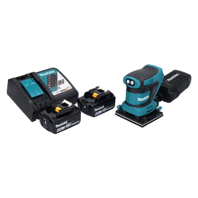 Makita DBO 480 RG akumulatorowa szlifierka oscylacyjna 18 V 112 x 102 mm + 2x akumulator 6,0 Ah + ładowarka