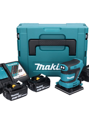 Makita DBO 480 RFJ Ponceuse vibrante sans fil 112 x 102mm 18 V + 2x Batteries 3,0 Ah + Chargeur + Coffret Makpac