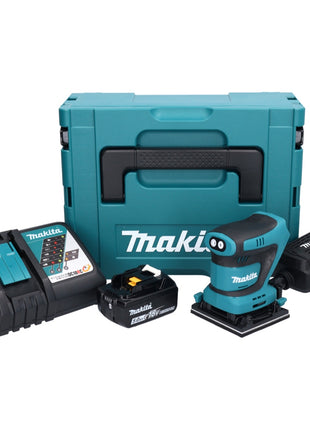 Lijadora orbital a batería Makita DBO 480 RT1J 18 V 112 x 102 mm + 1x batería 5,0 Ah + cargador + Makpac