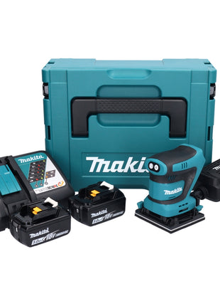 Lijadora orbital a batería Makita DBO 480 RTJ 18 V 112 x 102 mm + 2x baterías 5,0 Ah + cargador + Makpac