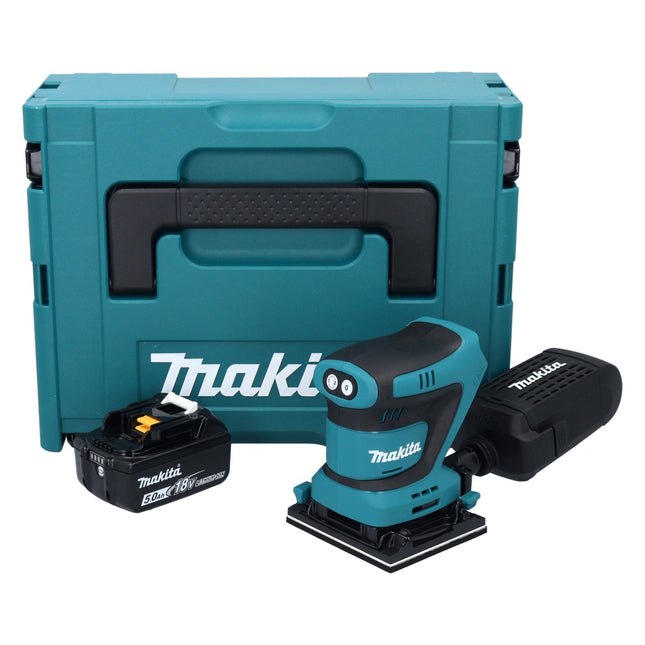 Makita DBO 481 T1J akumulatorowa szlifierka oscylacyjna 18 V 112 x 102 mm + 1x akumulator 5,0 Ah + Makpac - bez ładowarki