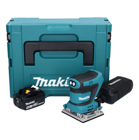 Lijadora orbital a batería Makita DBO 482 M1J 18 V 112 x 102 mm + 1x batería 4,0 Ah + Makpac - sin cargador