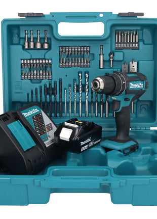 Makita DHP 482 RT1X1 Akku Schlagbohrschrauber 18 V + 1x Akku 5,0 Ah + Ladegerät + 74 tlg. Zubehörset + Koffer