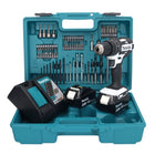 Makita DHP 482 RGX1W Akku Schlagbohrschrauber 18 V 62 Nm + 2x Akku 6,0 Ah + Ladegerät + 74 tlg. Zubehörset + Koffer