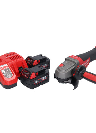 Amoladora angular a batería Milwaukee M18 CAG115XPDB-502 18 V 115 mm sin escobillas + 2x baterías 5,0 Ah + cargador