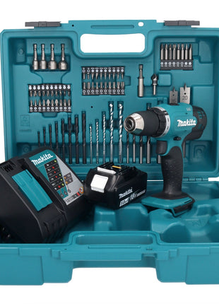 Makita DDF 453 RT1X1 Akku Bohrschrauber 18 V 42 Nm + 1x Akku 5,0 Ah + Ladegerät + 74 tlg. Zubehörset + Koffer