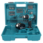 Makita DDF 453 G1X1 Akku Bohrschrauber 18 V 42 Nm + 1x Akku 6,0 Ah + 74 tlg. Zubehörset + Koffer - ohne Ladegerät