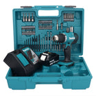 Makita DDF 453 RG1X1 Perceuse-visseuse sans fil 18 V 42 Nm + 1x Batterie 6,0 Ah + Chargeur + kit d'accessoires - 74 pièces + Mallette