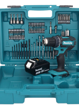 Makita DDF 482 T1X1 Akku Bohrschrauber 18 V 62 Nm + 1x Akku 5,0 Ah + 74 tlg. Zubehörset + Koffer - ohne Ladegerät