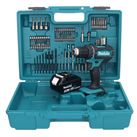 Makita DDF 482 T1X1 Akku Bohrschrauber 18 V 62 Nm + 1x Akku 5,0 Ah + 74 tlg. Zubehörset + Koffer - ohne Ladegerät