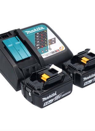 Makita DDF 482 RTX1 taladro atornillador inalámbrico 18 V 62 Nm + 2x baterías 5,0 Ah + cargador + set de accesorios 74 piezas + maletín