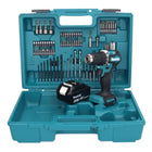 Makita DDF 487 G1X1 Akku Bohrschrauber 18 V 40 Nm Brushless + 1x Akku 6,0 Ah + 74 tlg. Zubehörset + Koffer - ohne Ladegerät