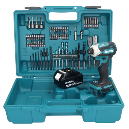 Makita DTD 171 F1X1 Akku Schlagschrauber 18 V 180 Nm 1/4" Brushless + 1x Akku 3,0 Ah + 74 tlg. Zubehörset + Koffer - ohne Ladegerät