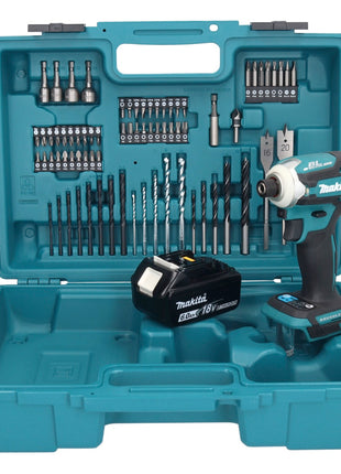 Makita DTD 171 G1X1 Akku Schlagschrauber 18 V 180 Nm 1/4" Brushless + 1x Akku 6,0 Ah + 74 tlg. Zubehörset + Koffer - ohne Ladegerät