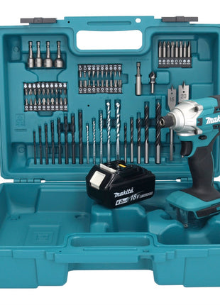 Makita DTD 156 G1X1 Akku Schlagschrauber 18 V 155 Nm 1/4" + 1x Akku 6,0 Ah + 74 tlg. Zubehörset + Koffer - ohne Ladegerät