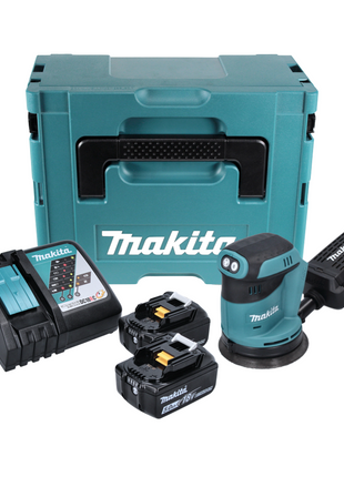 Makita DBO 180 RTJ Akku Exzenterschleifer 18 V 125 mm + 2x Akku 5,0 Ah + Ladegerät + Makpac - Toolbrothers