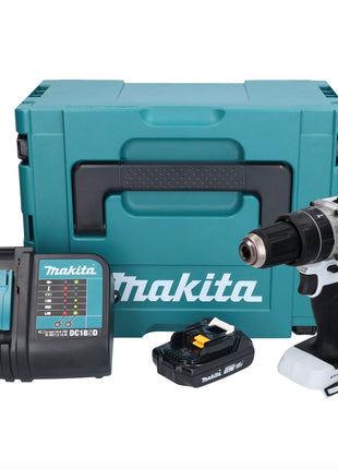 Makita DHP 484 SY1J W perceuse à percussion sans fil 18 V 54 Nm sans balais blanc + 1x batterie 1,5 Ah + chargeur + Makpac