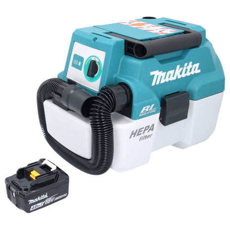 Aspirador de batería Makita DVC 750 LM1 LXT 18 V 67 mbar 7,5 l sin escobillas + 1x batería 4,0 Ah - sin cargador