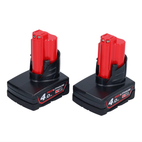 Milwaukee Akku Set 2x M12 B4 12 V 4,0 Ah / 4000 mAh Li-Ion Einschub Akku ( 2x 4932430065 ) - Toolbrothers